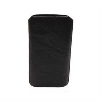 Калъф естествена кожа с издърпване JackLux ръчна изработка Samsung Galaxy S3 mini I8190 черен